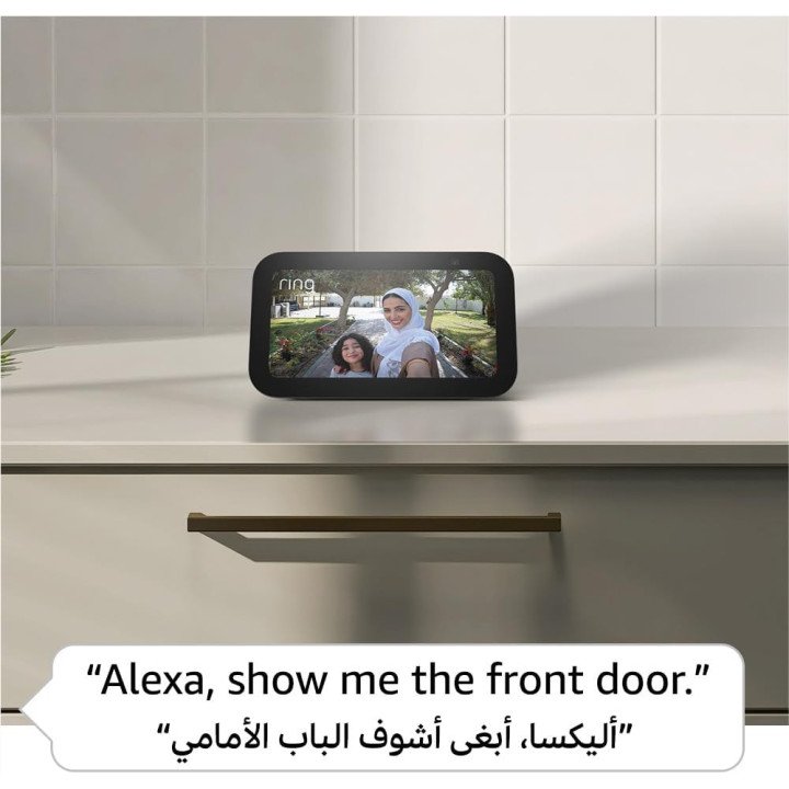 ايكو شو 5 الجيل الثالث: شاشة ذكية وساعة منبه بصوت نقي. تحكم بأجهزة بيتك، شغل قرآن وموسيقى بصوتك