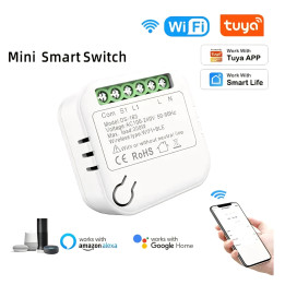وحدة مفتاح ذكي  بتقنية Tuya WiFi مع مراقبة الطاقة، قاطع دائرة كهربائية صغير للتركيب الذاتي يدعم التحكم ثنائي الاتجاه