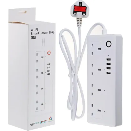 توصيلة كهرباء ذكية للتحكم في الأجهزة المنزلية عن بُعد، 4 مقابس 13 امبير، 4 منافذ USB، متوافق مع اليكسا وجوجل هوم