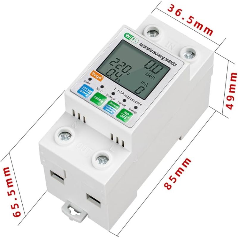 Smart Wi-Fi Power Breaker – Multifunctional with LCD Screen and Remote Control via Mobile, Compatible with Alexa.