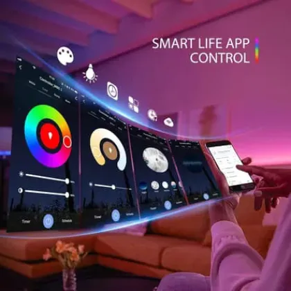 وحدة تحكم شريط LED 5 في 1 تعمل بالواي فاي وبلوتوث من دبليو بي 5، قابلة للتعتيم متوافقة مع تطبيق سمارت لايف/اليكسا ايكو/مساعد جوجل هوم/سيري، وحدة تحكم اضواء تيار مستمر 12-24 فولت