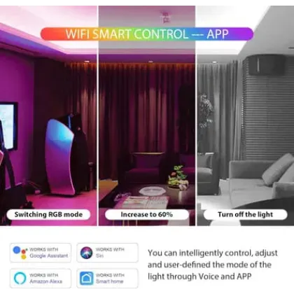 وحدة تحكم شريط LED 5 في 1 تعمل بالواي فاي وبلوتوث من دبليو بي 5، قابلة للتعتيم متوافقة مع تطبيق سمارت لايف/اليكسا ايكو/مساعد جوجل هوم/سيري، وحدة تحكم اضواء تيار مستمر 12-24 فولت