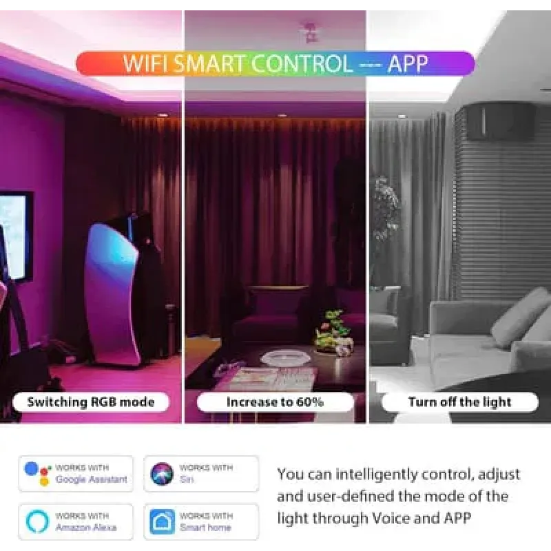وحدة تحكم شريط LED 5 في 1 تعمل بالواي فاي وبلوتوث من دبليو بي 5، قابلة للتعتيم متوافقة مع تطبيق سمارت لايف/اليكسا ايكو/مساعد جوجل هوم/سيري، وحدة تحكم اضواء تيار مستمر 12-24 فولت