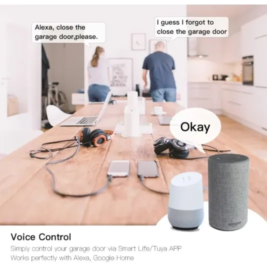 وحدة تحكم ذكية لفتح باب المراب عن بعد بتقنية واي فاي وتطبيق على الجوال متوافق مع اليكسا وجوجل للتحكم الصوتي