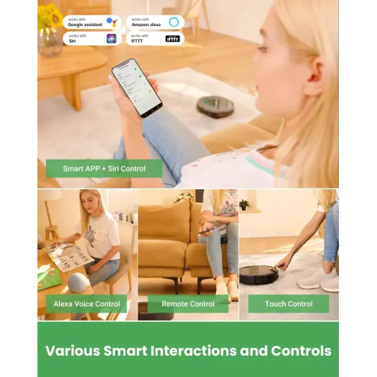 مكنسة الروبوت الذكية شفط ومسح البقع والسوائل، متوافق مع اليكسا، مع ميزة الشحن الذاتي من فاكتيدي T8