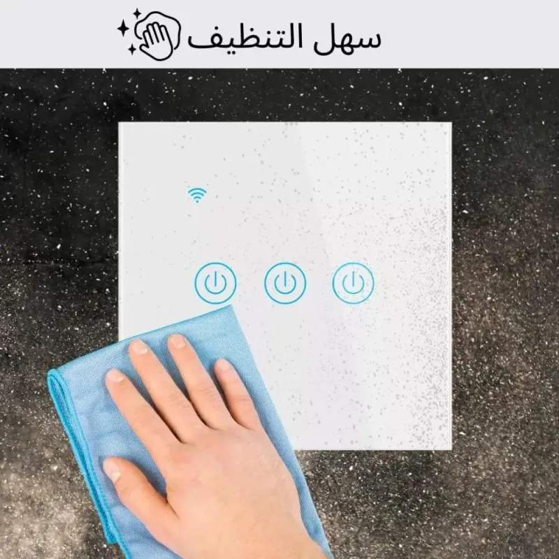 مفتاح كهرباء ذكي واي فاي (رباعي) متوافق مع اليكسا وجوجل هوم، تحكم عن بعد عبر تطبيق الجوال سمارت لايف/اسود