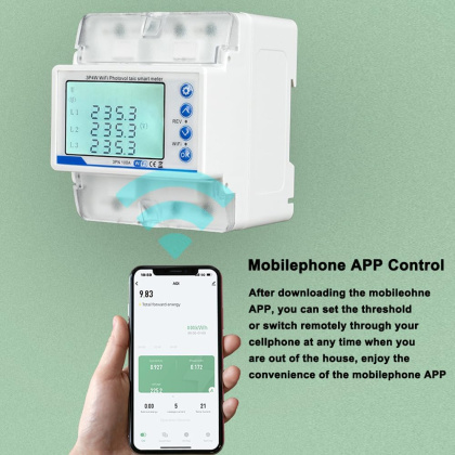 قاطع الدائرة الذكي ثلاثي المراحل – تحكم عن بعد عبر WiFi، حماية كهربائية متكاملة، شاشة LED، متوافق مع اليكسا، 100A - 380V
