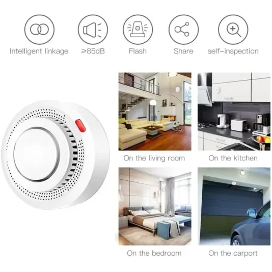 Smart Smoke Detector for Fire Protection, Tuya WiFi Smoke Sensor