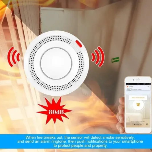 Smart Smoke Detector for Fire Protection, Tuya WiFi Smoke Sensor