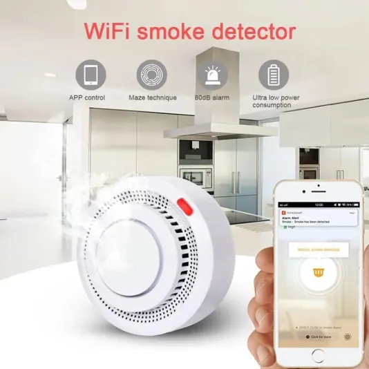 Smart Smoke Detector for Fire Protection, Tuya WiFi Smoke Sensor
