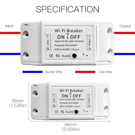 Smart Wi-Fi Circuit Breaker – Compatible with Alexa, Google Home, and Smart Life Mobile App. Ideal for Homes, Hotels, and Offices.