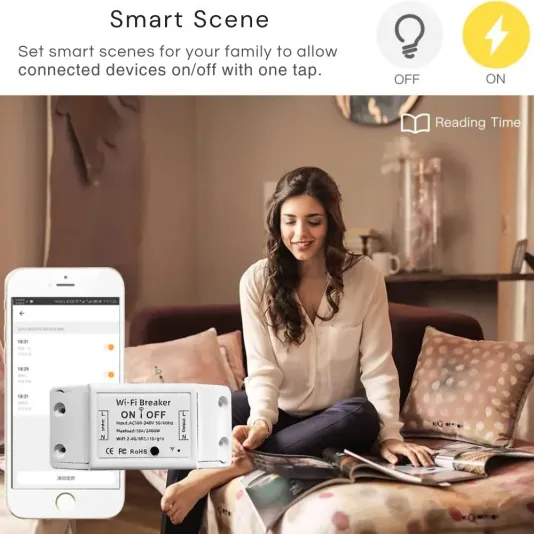 Smart Wi-Fi Circuit Breaker – Compatible with Alexa, Google Home, and Smart Life Mobile App. Ideal for Homes, Hotels, and Offices.